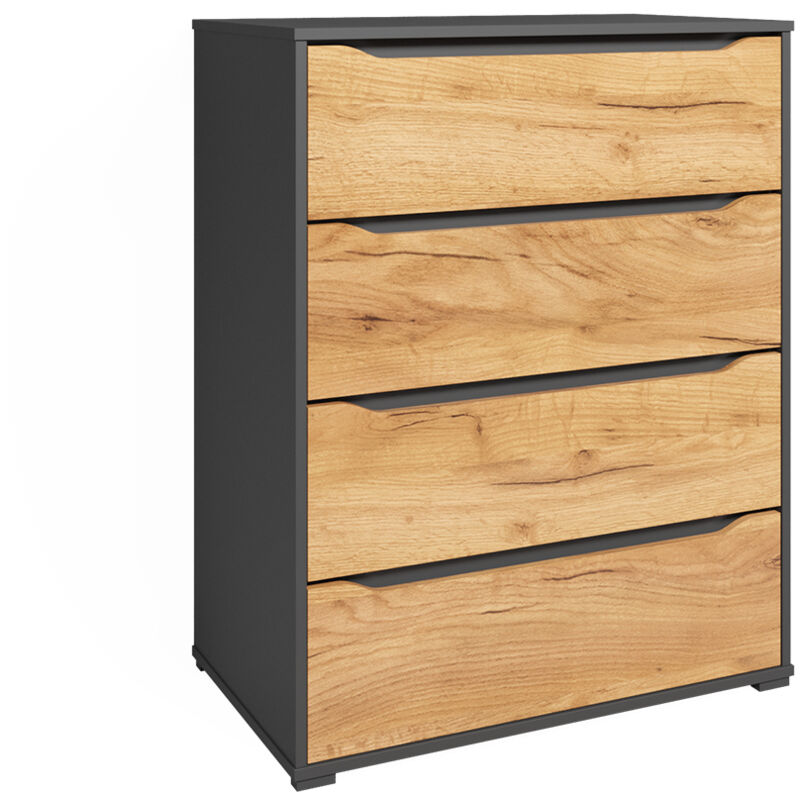 foto del prodotto credenza ruben, quercia dorata antracite, 80 x 101.6 cm con cassetti vicco