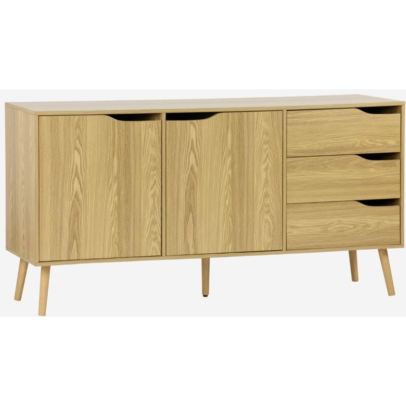 foto del prodotto credenza scandinava a 2 ante effetto legno di noce, 160cm