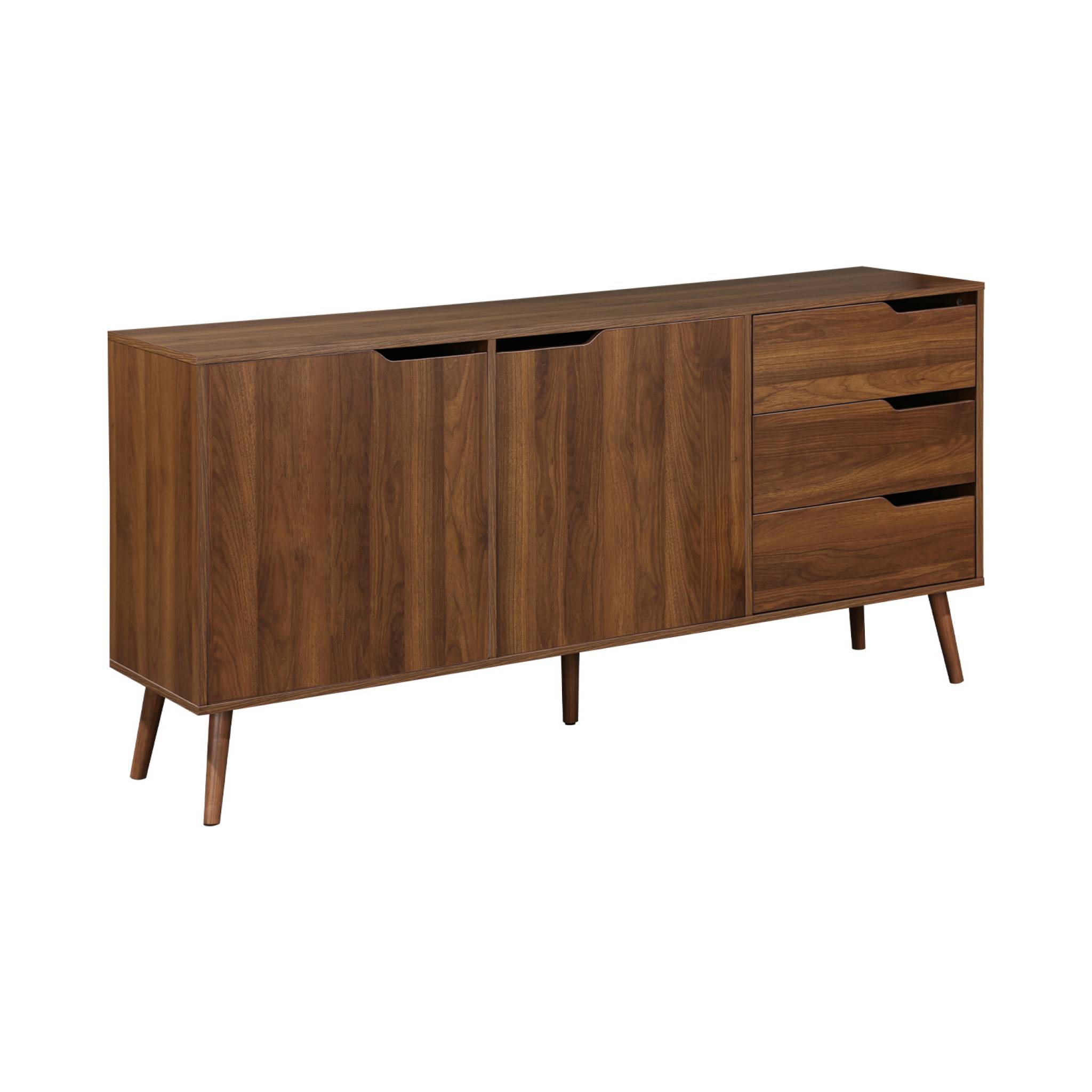 foto del prodotto credenza scandinava a 2 ante effetto legno di noce, 160cm, marrone