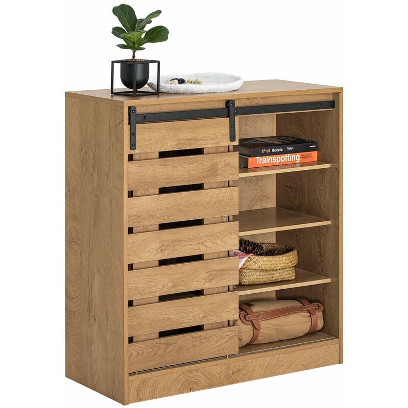 foto del prodotto credenza scarpiera con anta scorrevole armadio ingresso naturale fsb65 n sobuy