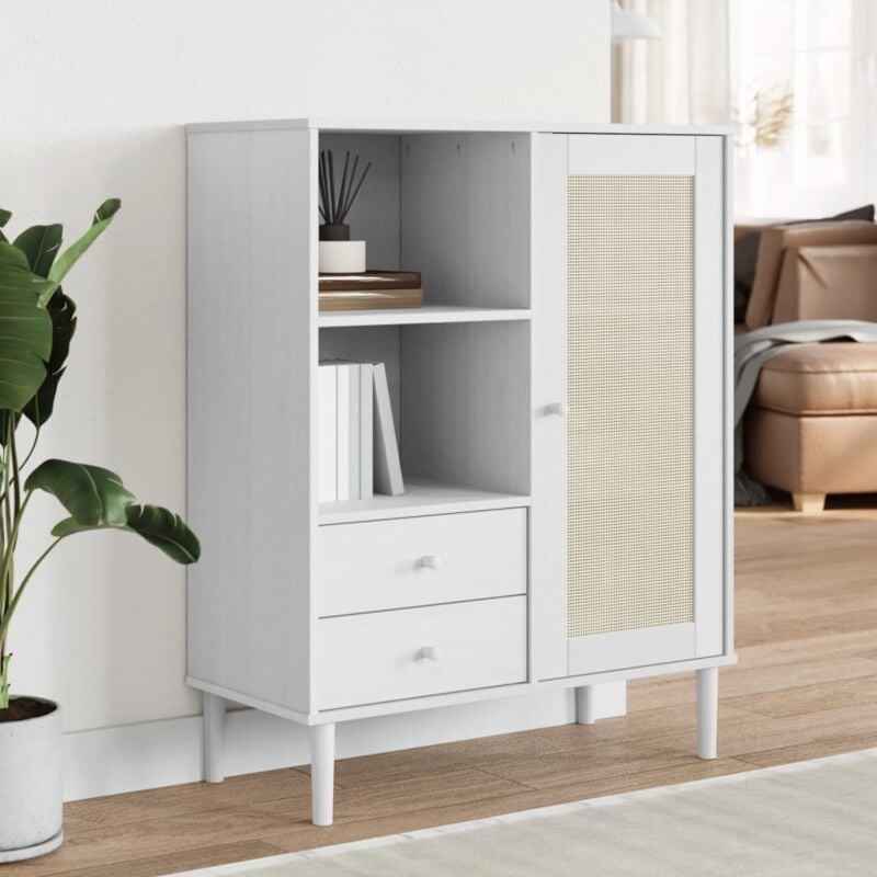 foto del prodotto credenza senja aspetto rattan bianco 90x40x112cm massello pino vidaxl
