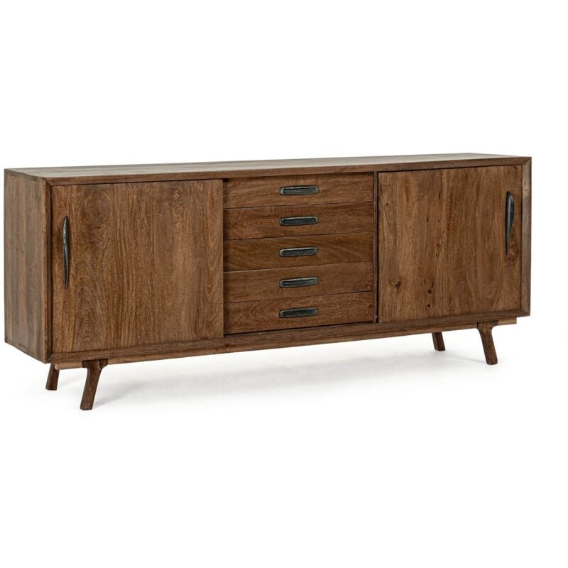 foto del prodotto credenza sherman con struttura e gambe in legno mango, mobile in stile vintage 2 ante 3 cassetti basso 