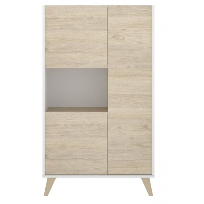 foto del prodotto credenza soggiorno 135 cm bianco opaco e rovere naturale con 3 ante corato