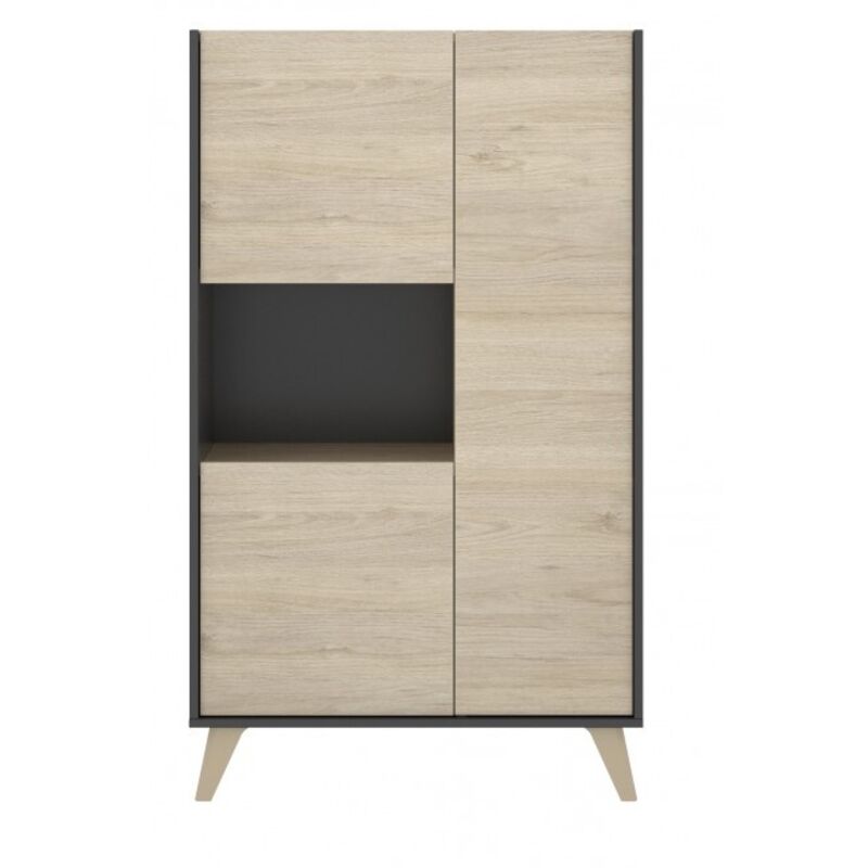 foto del prodotto credenza soggiorno 135 cm grafite e rovere naturale con 3 ante corato