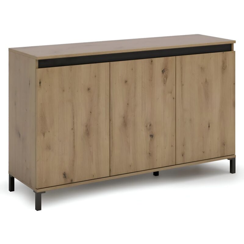 foto del prodotto credenza soggiorno 3 ante 138x84 cm rovere moderna