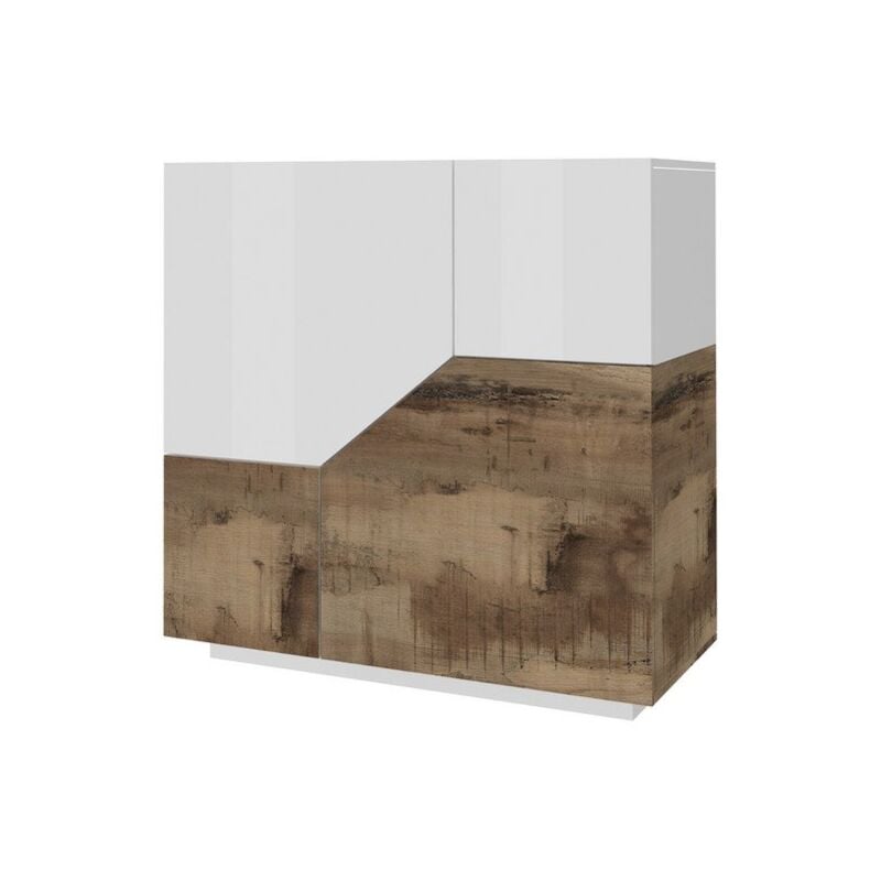 foto del prodotto credenza soggiorno moderna 100x43x106cm nebula colore bianco laccato acero pereira