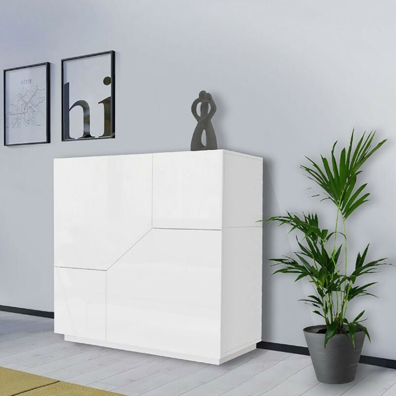 foto del prodotto credenza soggiorno moderna bianco laccato alien
