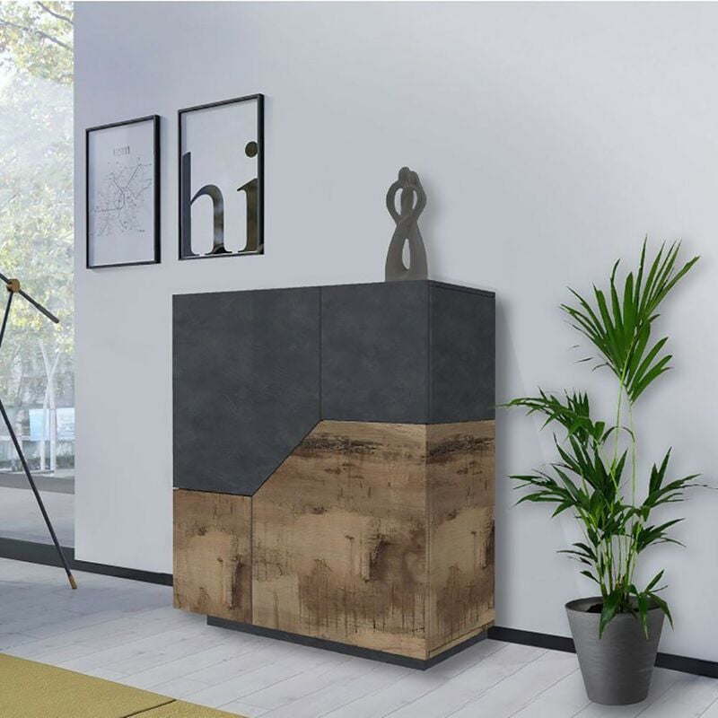 foto del prodotto credenza soggiorno moderna grigio report e acero alien