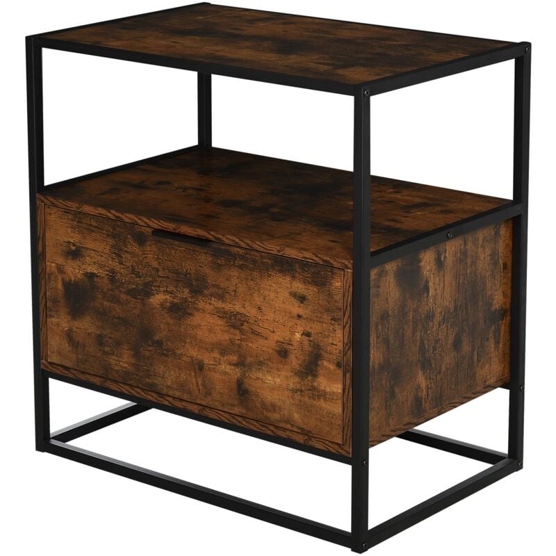 foto del prodotto credenza stile industriale vintage in legno e metallo con 1 cassetto homcom