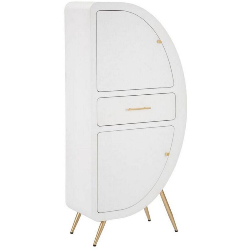 foto del prodotto credenza tellier, buffet da soggiorno, madia da salotto, dispensa da cucina, 60x32 h133 cm, bianco e oro dmora