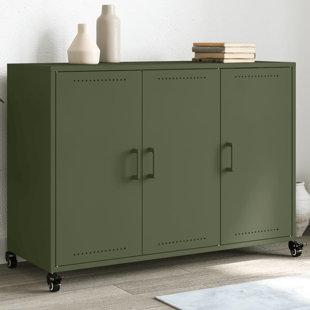 foto del prodotto credenza verde oliva 100,5x39x72 cm in acciaio