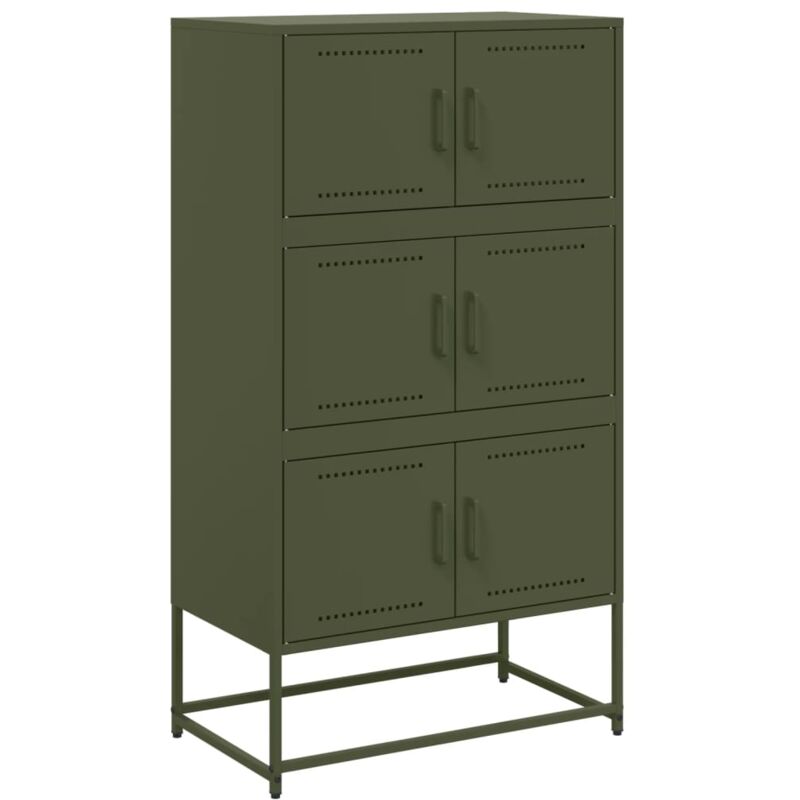 foto del prodotto credenza verde oliva 68,5x38,5x123,5 cm in acciaio vidaxl