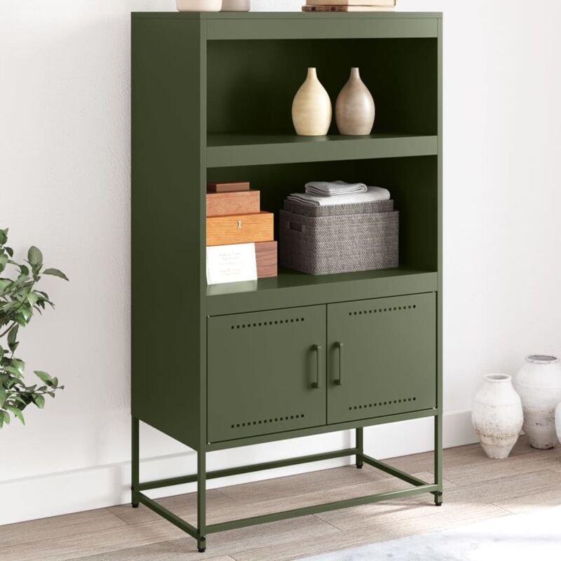 foto del prodotto credenza verde oliva 68,5x38,5x123,5 cm in acciaio vidaxl