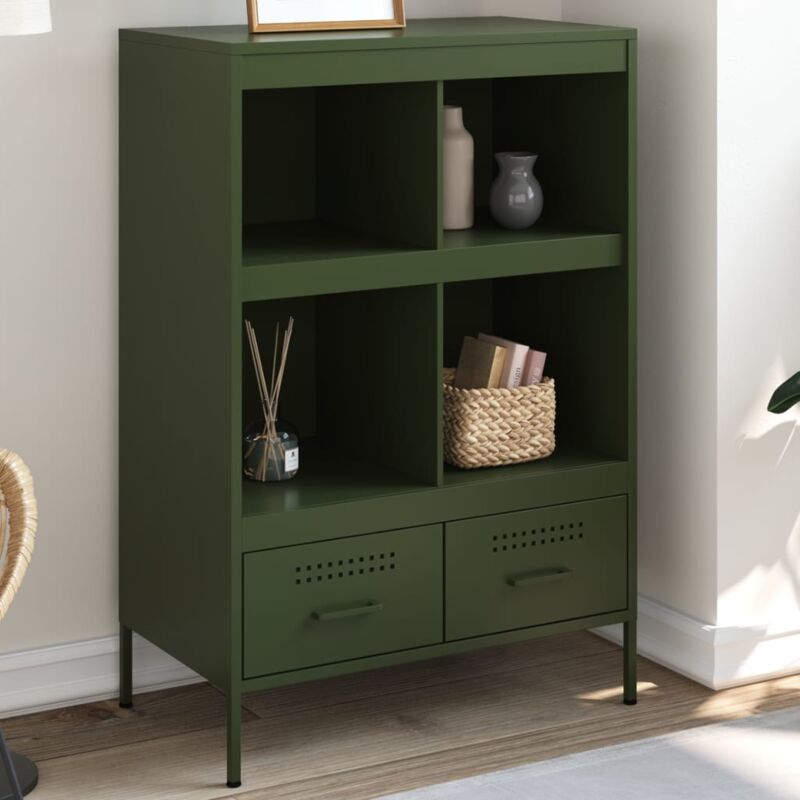 foto del prodotto credenza verde oliva 68x39x101,5 cm in acciaio vidaxl