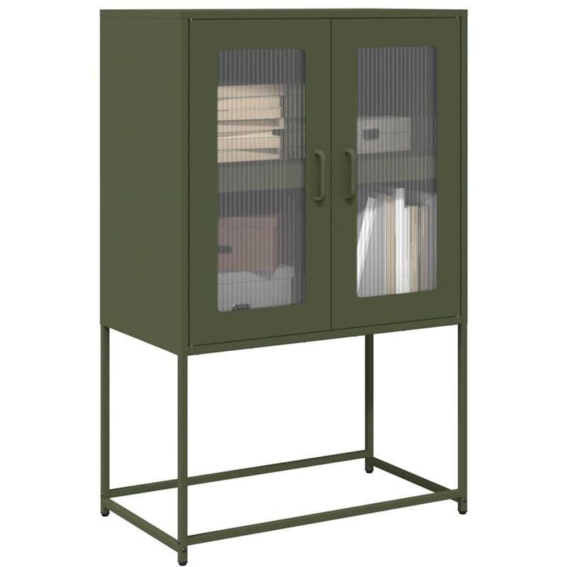 foto del prodotto credenza verde oliva 68x39x107 cm in acciaio vidaxl