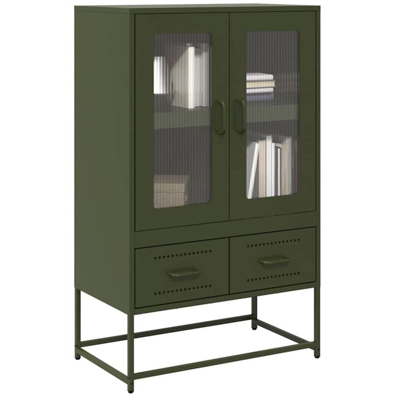 foto del prodotto credenza verde oliva 68x39x111,5 cm in acciaio vidaxl