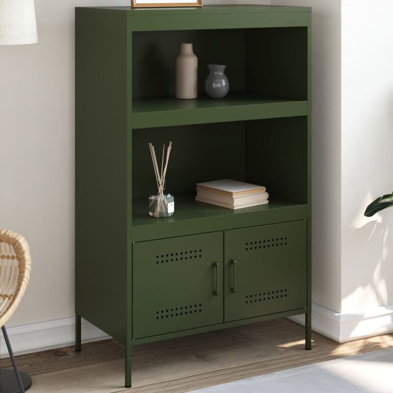 foto del prodotto credenza verde oliva 68x39x113 cm in acciaio vidaxl