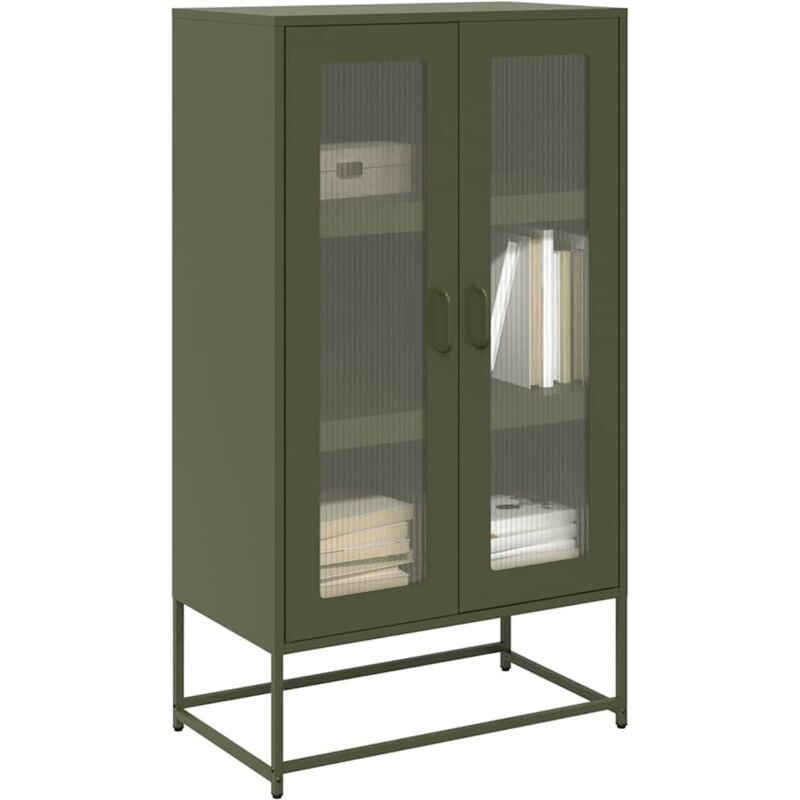foto del prodotto credenza verde oliva 68x39x123 cm in acciaio vidaxl