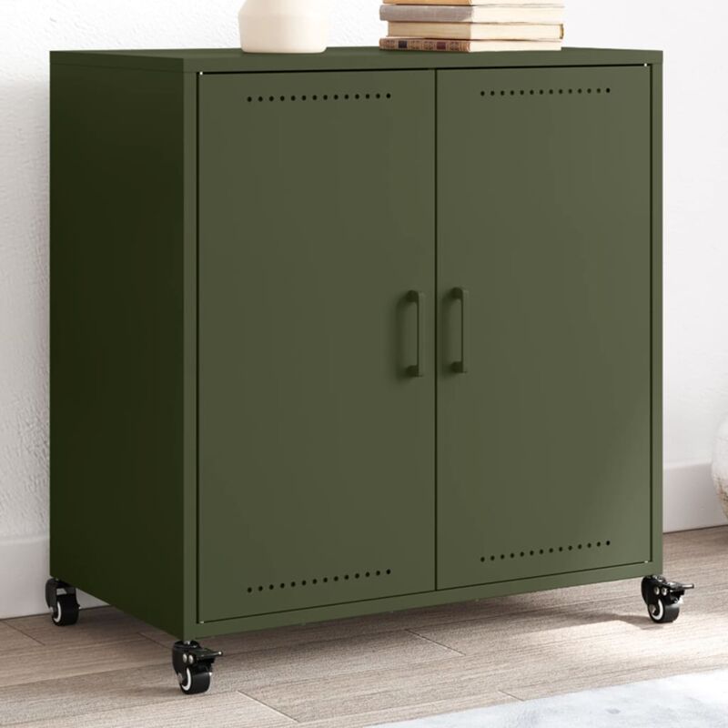 foto del prodotto credenza verde oliva 68x39x72 cm in acciaio vidaxl