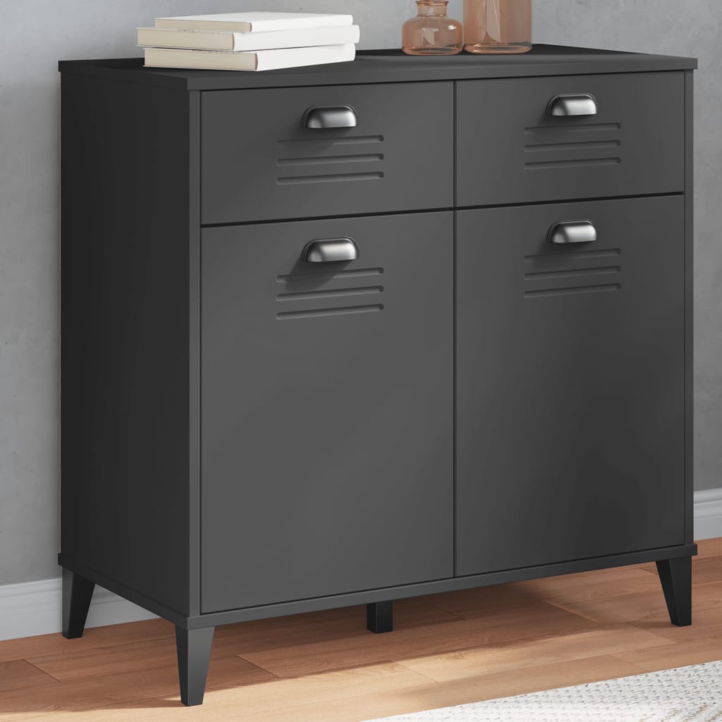 foto del prodotto credenza viken grigio antracite 80x40x80 cm legno massello pinocod mxl 90965
