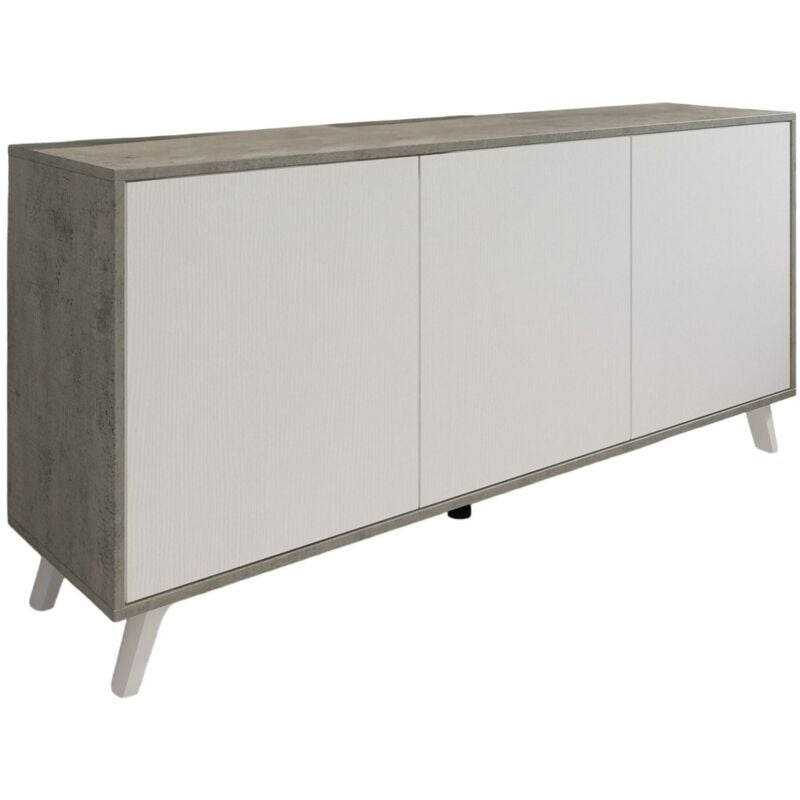 foto del prodotto credenza weddell, buffet da soggiorno, madia da salotto, dispensa da cucina, 154x40h72 cm, grigio chiaro e bianco dmora
