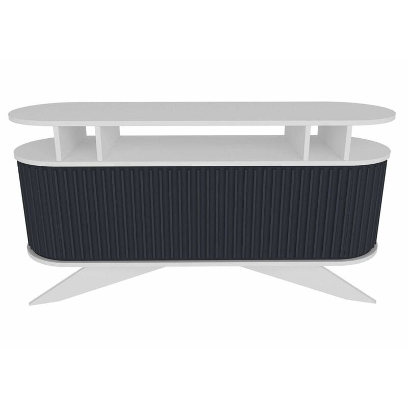 foto del prodotto credenza zaurak, buffet da soggiorno, madia da salotto, dispensa da cucina, 150x43h75 cm, bianco e antracite, con imballo rinforzato, con imballo