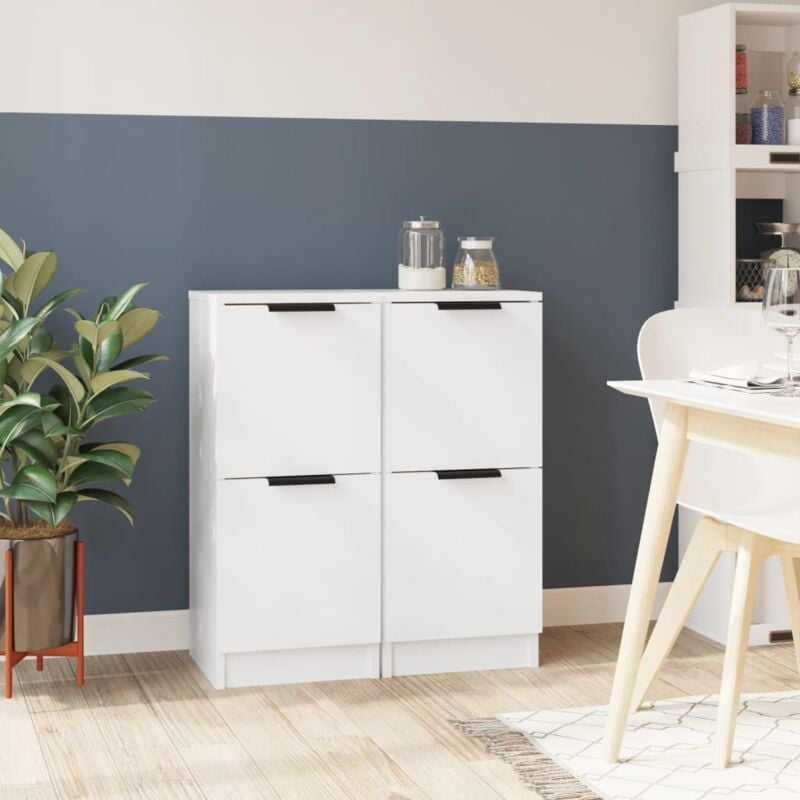 foto del prodotto credenze 2 pz bianche 30x30x70 cm in legno multistrato