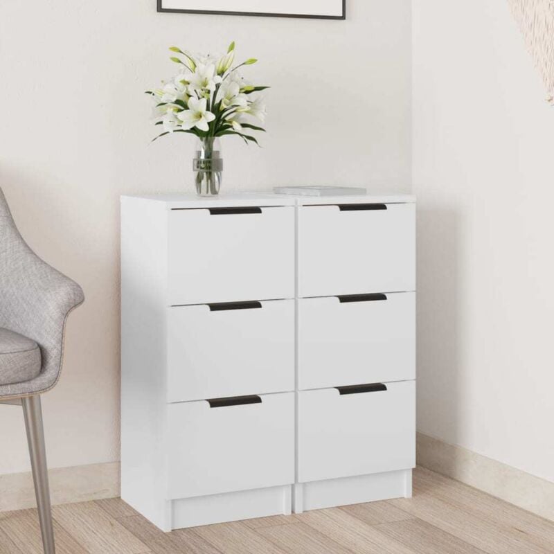foto del prodotto credenze 2 pz bianche 30x30x70 cm in legno multistrato vidaxl