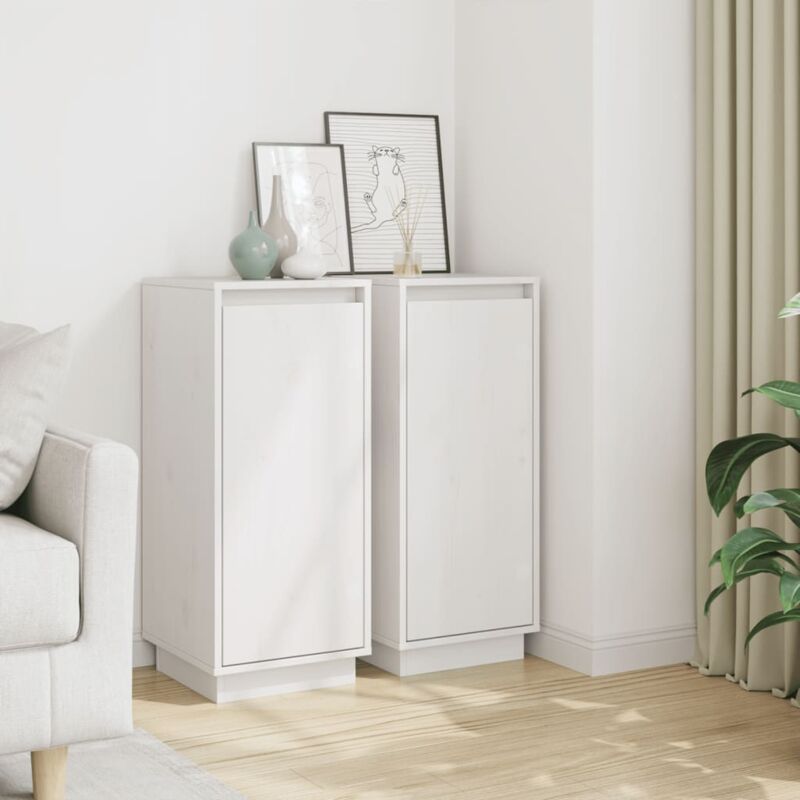 foto del prodotto credenze 2 pz bianche 31,5x34x75 cm in legno massello di pino vidaxl