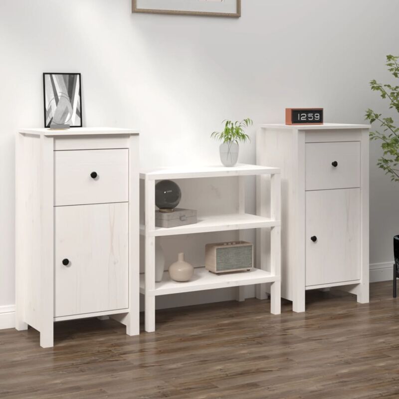 foto del prodotto credenze 2 pz bianche 40x35x80 cm in legno massello di pino - vidaxl