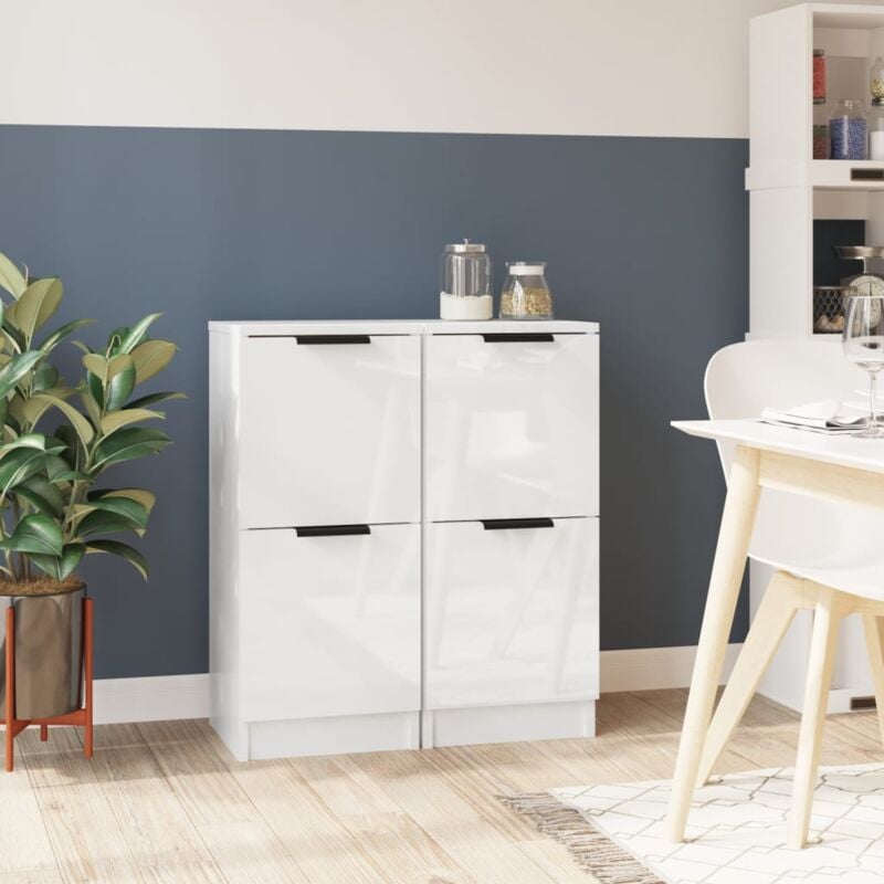 foto del prodotto credenze 2 pz bianco lucido 30x30x70 cm in legno multistrato vidaxl