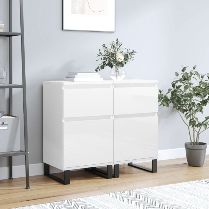 foto del prodotto credenze 2 pz bianco lucido 40x35x70 cm in legno multistrato vidaxl