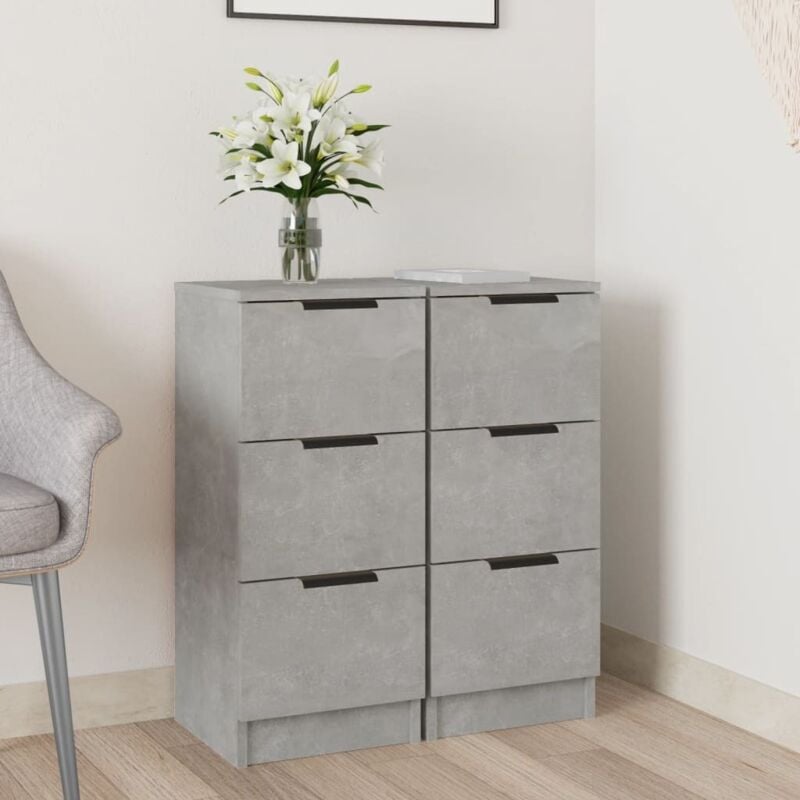 foto del prodotto credenze 2 pz grigio cemento 30x30x70 cm in legno multistrato vidaxl