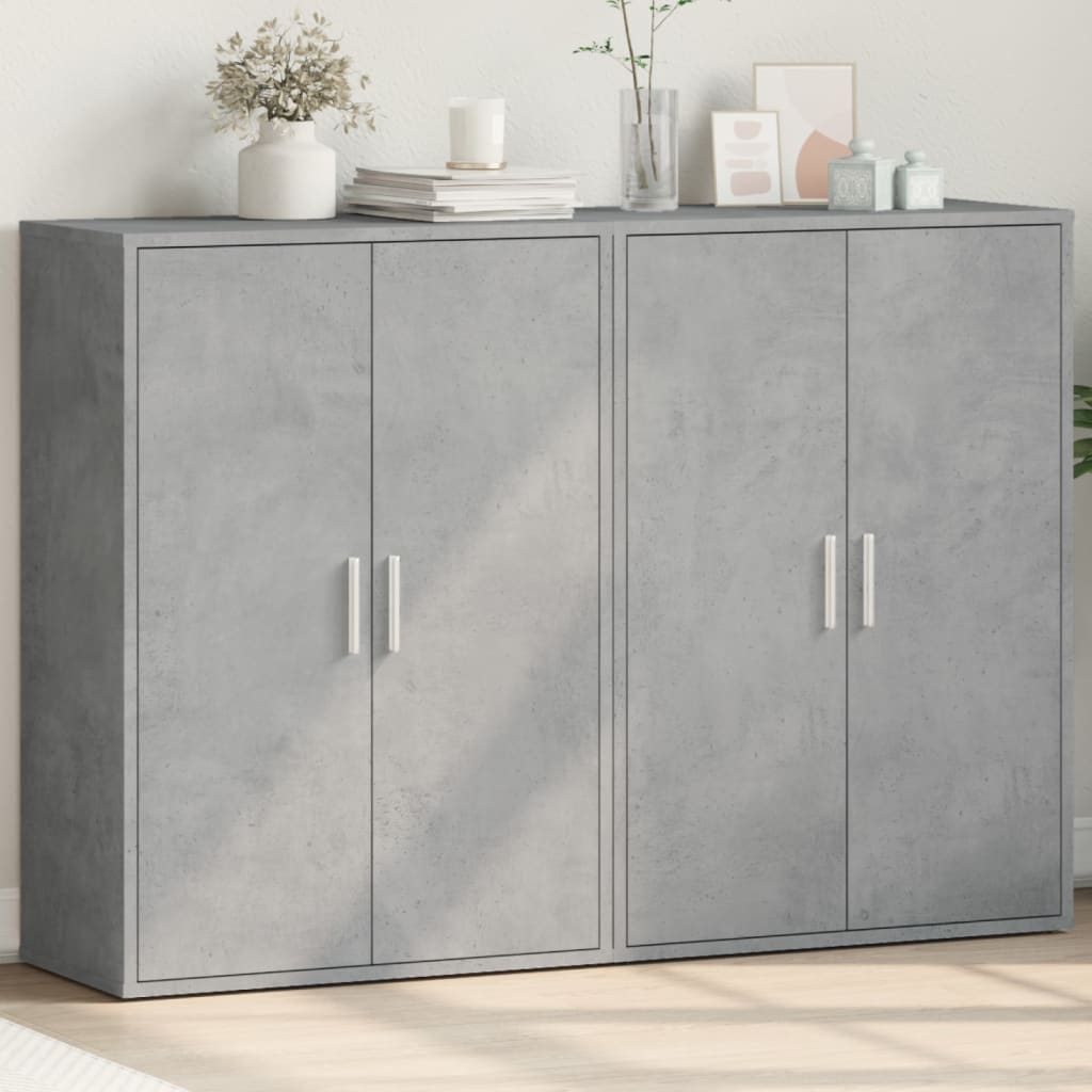 foto del prodotto credenze 2 pz grigio cemento 60x31x84 cm in legno multistrato