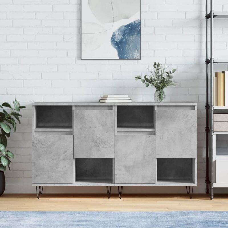 foto del prodotto credenze 2 pz grigio cemento in legno multistrato vidaxl