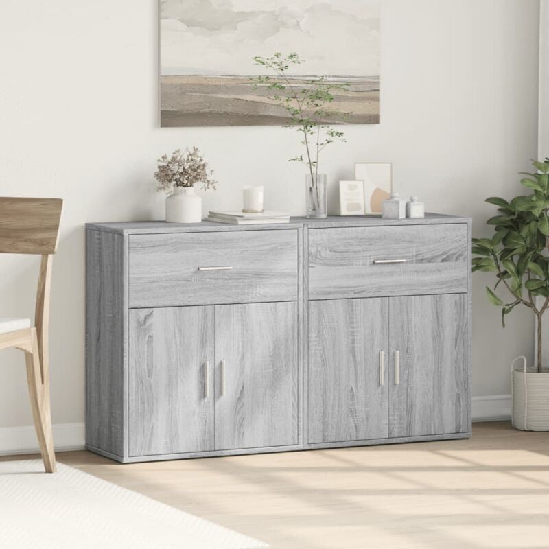 foto del prodotto credenze 2 pz grigio sonoma 60x31x70 cm in legno multistrato