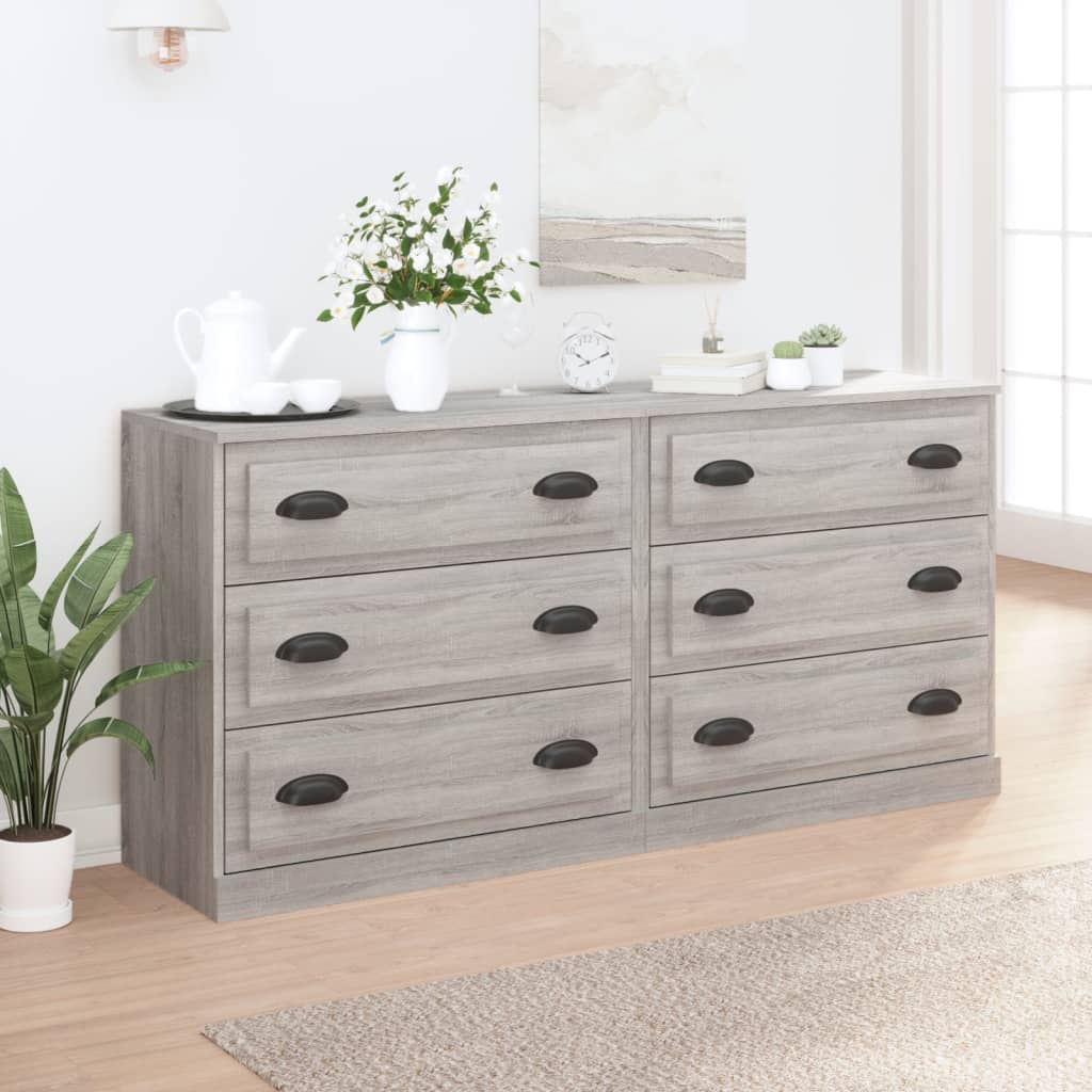 foto del prodotto credenze 2 pz grigio sonoma in legno multistrato