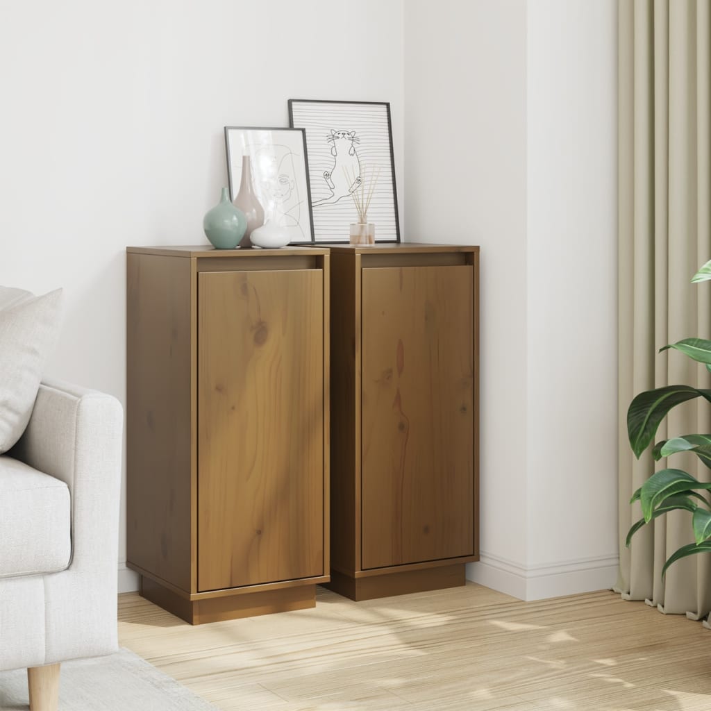 foto del prodotto credenze 2 pz miele 31,5x34x75 cm in legno massello di pino cod mxl 10470