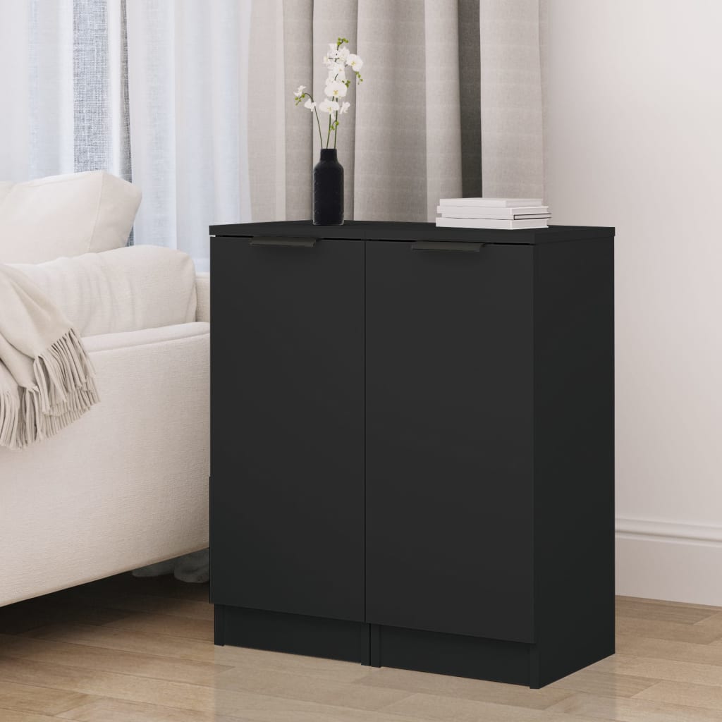 foto del prodotto credenze 2 pz nere 30x30x70 cm in legno multistrato