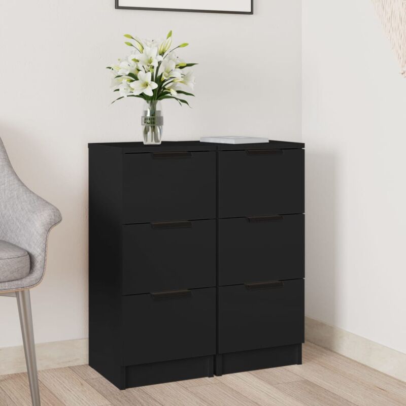 foto del prodotto credenze 2 pz nere 30x30x70 cm in legno multistrato vidaxl