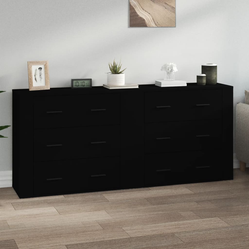 foto del prodotto credenze 2 pz nere in legno multistratocod mxl 77335