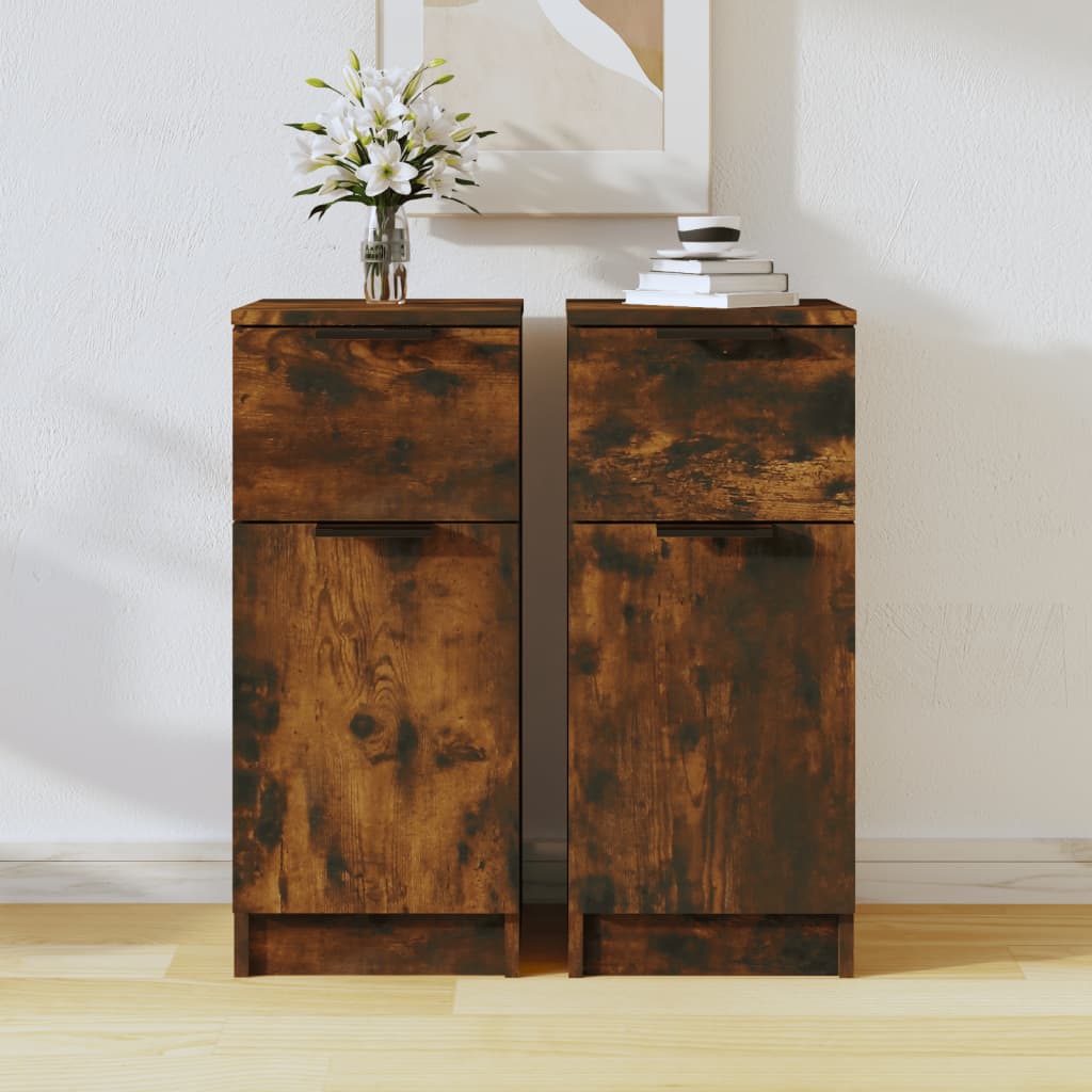 foto del prodotto credenze 2 pz rovere fumo 30x30x70 cm in legno multistrato cod mxl 19950
