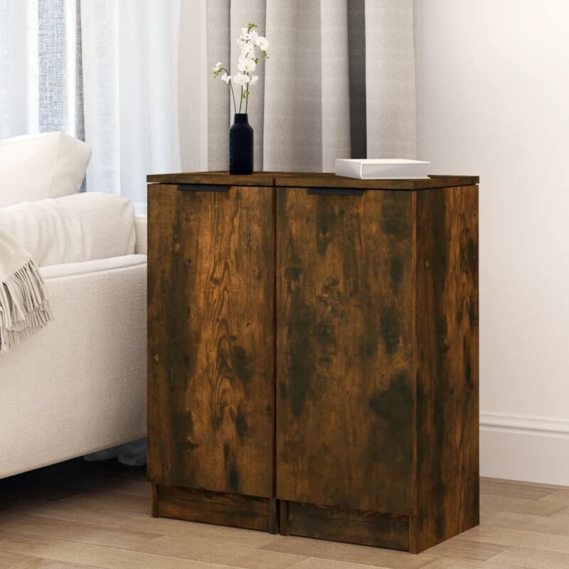 foto del prodotto credenze 2 pz rovere fumo 30x30x70 cm in legno multistrato vidaxl