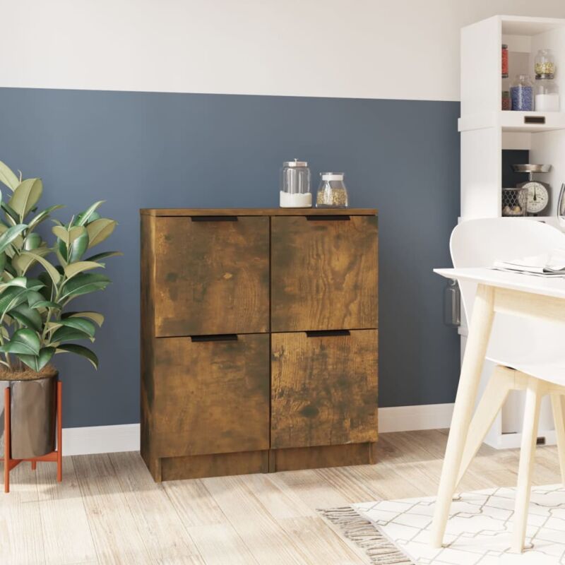 foto del prodotto credenze 2 pz rovere fumo 30x30x70 cm in legno multistrato vidaxl