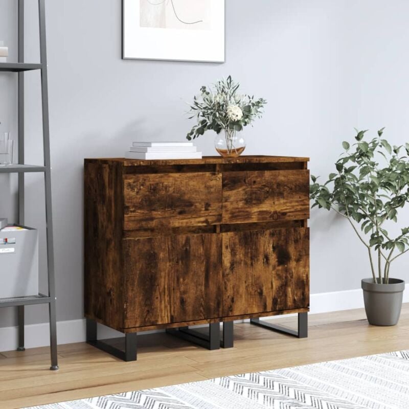 foto del prodotto credenze 2 pz rovere fumo 40x35x70 cm in legno multistrato vidaxl