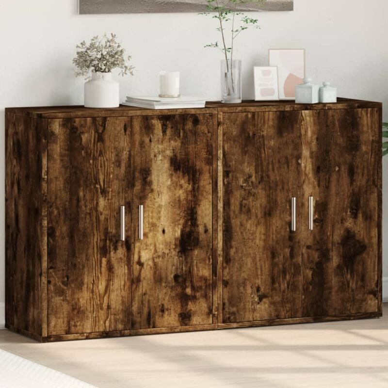 foto del prodotto credenze 2 pz rovere fumo 60x31x70 cm in legno multistrato vidaxl