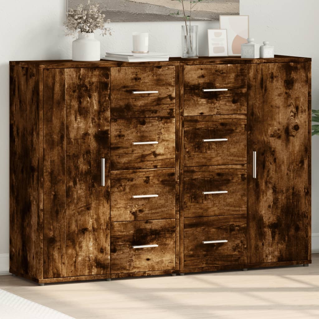 foto del prodotto credenze 2 pz rovere fumo 60x31x84 cm in legno multistrato