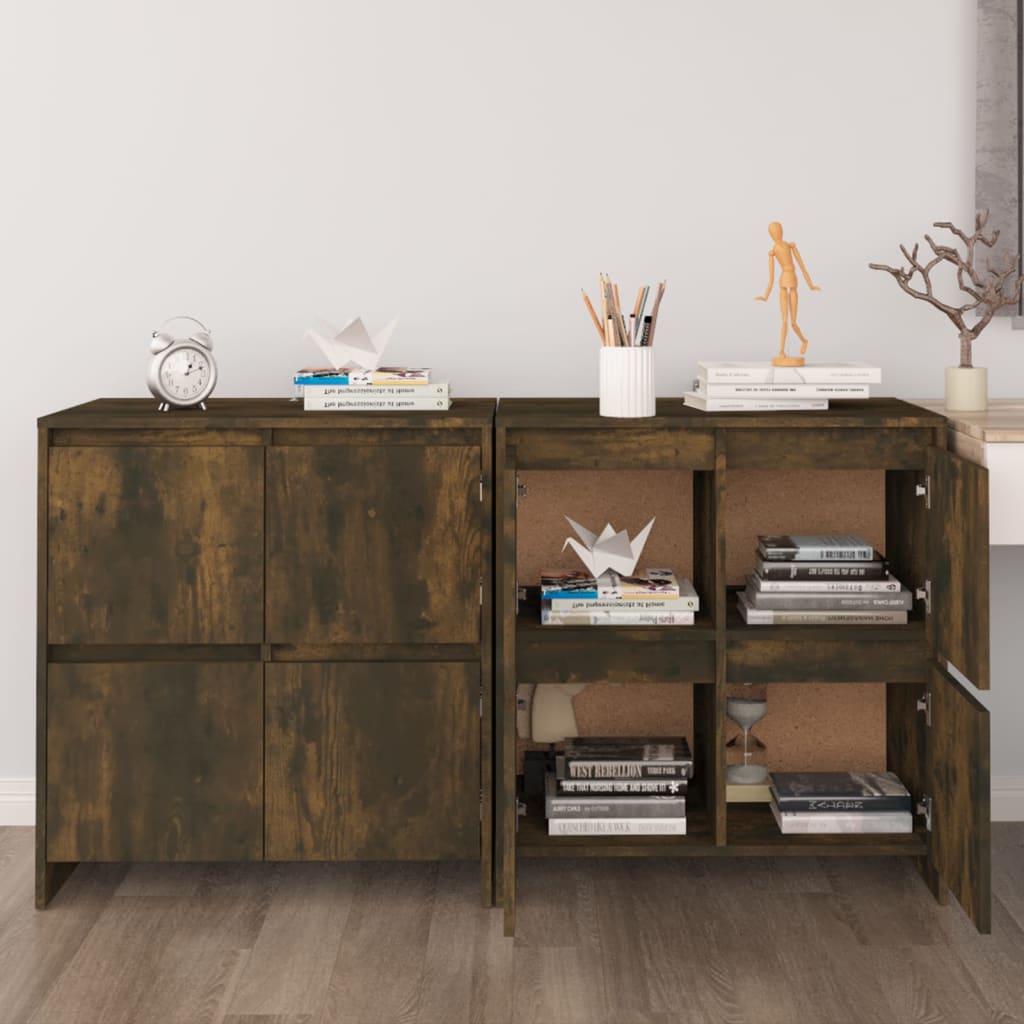 foto del prodotto credenze 2 pz rovere fumo 70x41x75 cm in truciolato cod mxl 12553