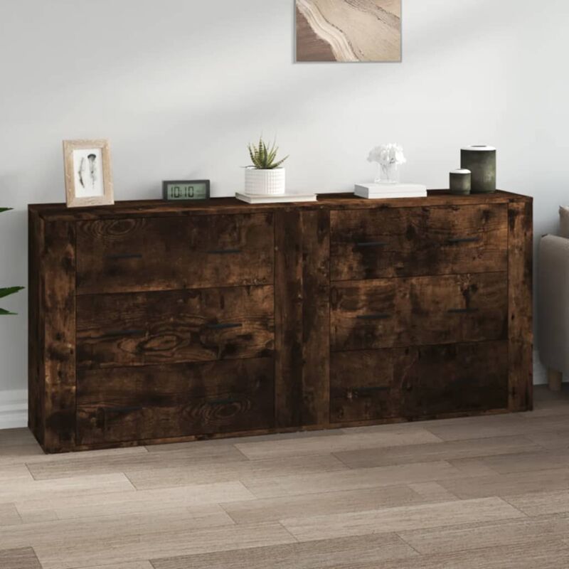 foto del prodotto credenze 2 pz rovere fumo in legno multistrato vidaxl