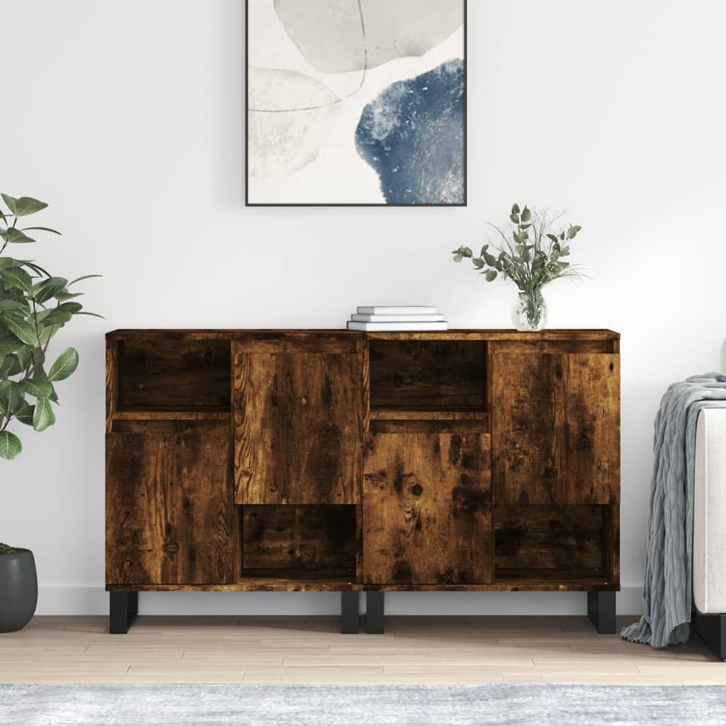 foto del prodotto credenze 2 pz rovere fumo in legno multistratocod mxl 101378